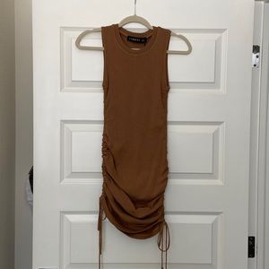 LOINESS camel colored cinch dress